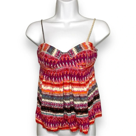 Billabong Women’s Small Ikat Print Spaghetti Strap Boho Top in Multicolor - Picture 6 of 9